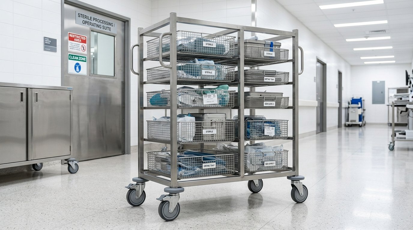 Navette de stérilisation autoclave hospitalière inox 316L DIN 58952